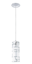 B2B Spec 92562A - 1 LT Mini Pendant w/ a Chrome Finish & White Décor Glass Shade