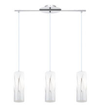 B2B Spec 92741A - 3 LT Linear Pendant w/ Chrome Finish & White w/ Chrome Accents Glass Shades