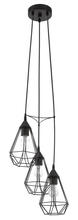 B2B Spec 94191A - 3 LT Light Staircase Pendant w/ Black Finish & Black Geometric Shades