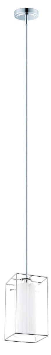 B2B Spec 94377A - 1 LT Pendant w/ Chrome Finish & Clear Glass surrounding White Glass Shade