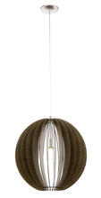 B2B Spec 94636A - 1 LT Pendant w/ Matte Nickel Finish & Dark Brown Wood Shade