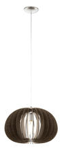 B2B Spec 94638A - 1 LT Pendant w/ Matte Nickel Finish & Dark Brown Wood Shade