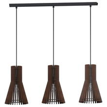 B2B Spec 96702A - 3x60W Multi Light Pendat w/ Matte Nickel Finish & Dark Brown Wood Shades