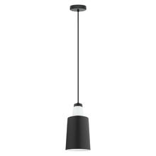 B2B Spec 96801A - 1 LT Mini Pendant w/ a Black  w/ White Interior Shade Surrounding White Glass