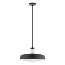 B2B Spec 96803A - 1 LT Pendant w/ a Black & White Metal Shade Surrounding  White Glass