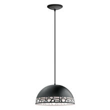 B2B Spec 97441A - 1 LT Dome Pendant w/ Black Finish & Black w/ White Interior Metal Shade