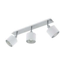B2B Spec 97534A - 3 LT Fixed Track Light w/ Matte Nickel Finish & White w/ Silver Interior Fabric Shades