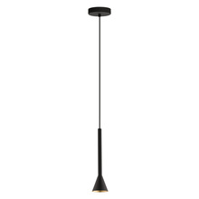 B2B Spec 97604A - 1 LT Mini Pendant w/ Black Finish & Black w/ Gold Interior Metal Shade