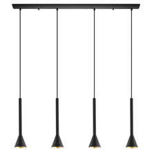B2B Spec 97605A - 4 LT Linear Pendant w/ Black Finish & Black w/ Gold Interior Shades