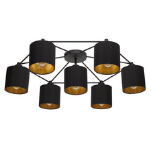 B2B Spec 97895A - 7 LT Ceiling Light w/ a Black Finish & Black w/ Gold Interior Shades