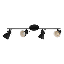 B2B Spec 98408A - 4 LT Fixed Track Light w/ Black Finish & Black w/ White Interior Adjustable Shades