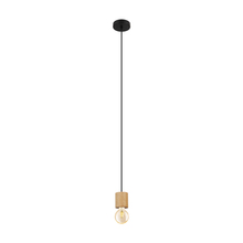 B2B Spec 99078A - Turialdo - Open Bulb Single Light Pendant Natural Wood and Black Finish 1-60W