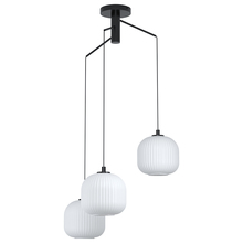 B2B Spec 99368A - 3 LT Staircase Pendant w/ Black Finish & White Ribbed Glass Shades