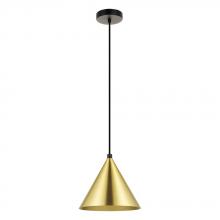 B2B Spec 99591A - 1 LT Mini Pendant Structured Black Finish With Brushed Brass Metal Shade 1-40W E26 Bulb