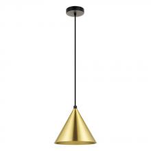 B2B Spec 99591A - 1 LT Mini Pendant w/ Black Finish & Brushed Brass Metal Shade