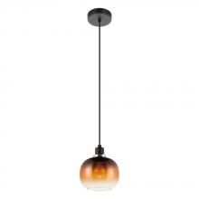 B2B Spec 99614A - 1 LT Pendant Structured Black Finish With Vaporized Amber Glass Shade 1-40W E26 Bulb