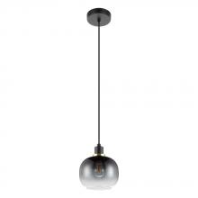 B2B Spec 99616A - 1 LT Pendant Structured Black Finish With Vaporized Black Glass Shade 1-40W E26 Bulb