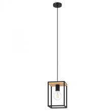 B2B Spec 99795A - 1 LT Open Frame Pendant w/ Structured Black & Wood Finish