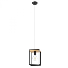 B2B Spec 99795A - 1 LT Open Fram Pendant With Structured Black and Wood Finish 1-60W E26 Bulb