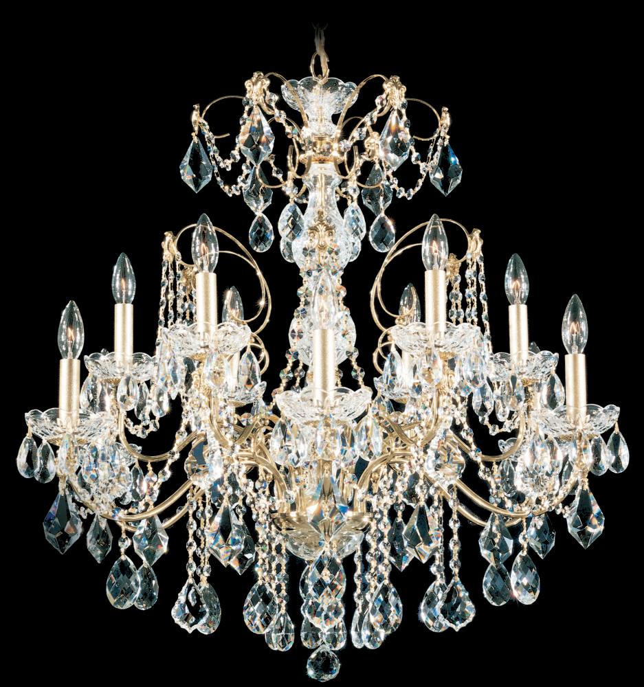 Century 12 Light 120V Chandelier in Jet Black with Heritage Handcut Crystal