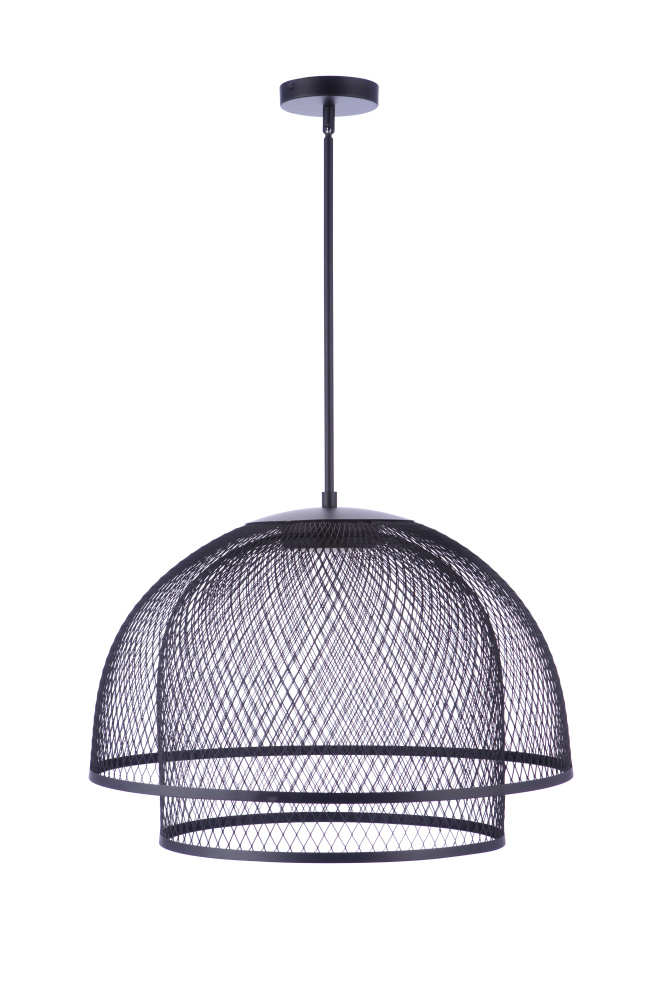 LED 1 Light Pendant w/Metal Mesh Double Shades