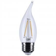 Satco Products Inc. S12510 - 3 Watt CA10 LED; Medium Base; Clear; 3000K CCT; 120 Volt