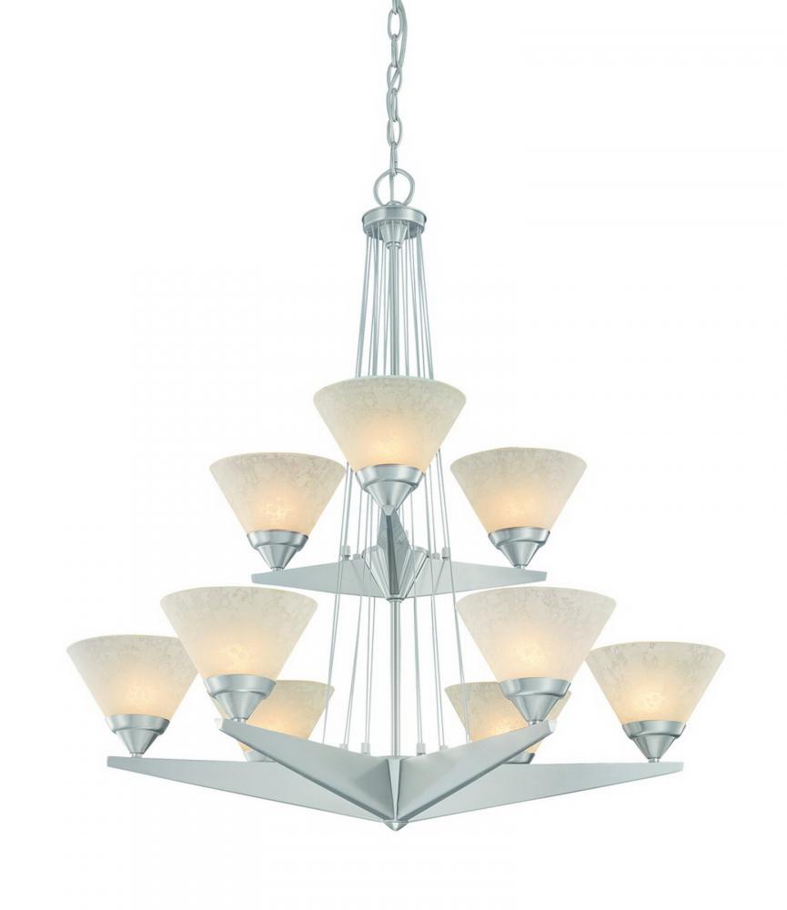 Nine Light Satin Nickel Up Chandelier