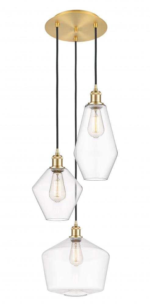 Cindyrella - 3 Light - 17 inch - Satin Gold - Cord hung - Multi Pendant