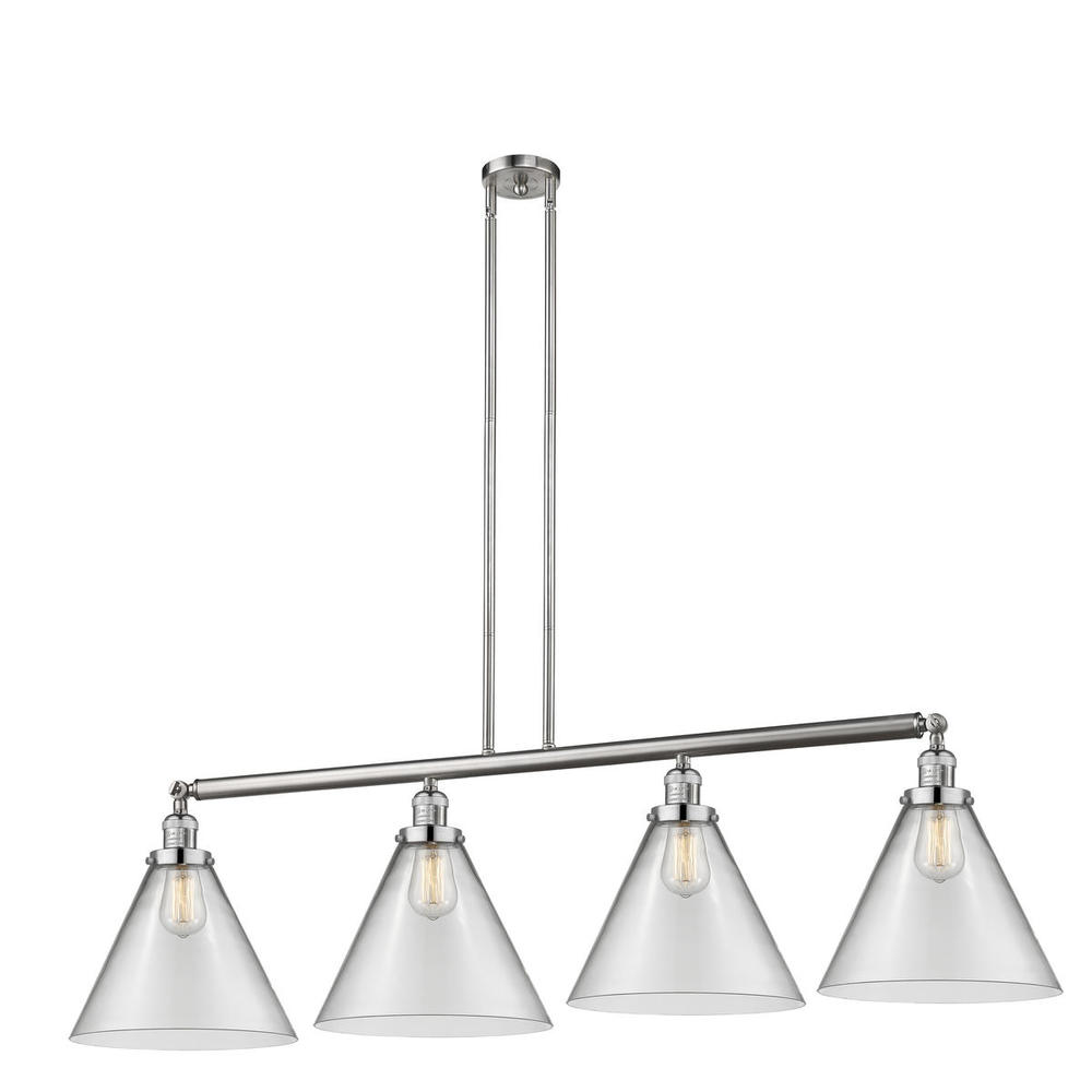 Cone - 4 Light - 56 inch - Brushed Satin Nickel - Stem Hung - Adjustable Island Light