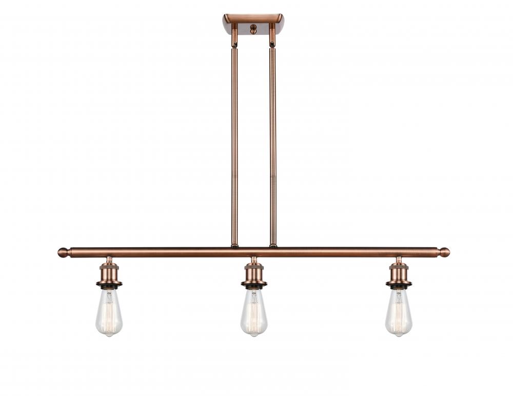 Bare Bulb - 3 Light - 36 inch - Antique Copper - Cord hung - Island Light