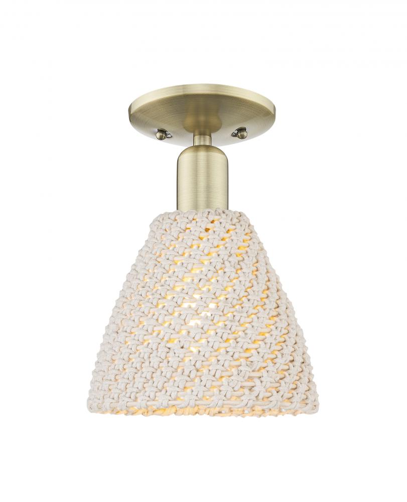 Bristol Natural - 1 Light - 6 inch - Antique Brass - Semi-Flush Mount