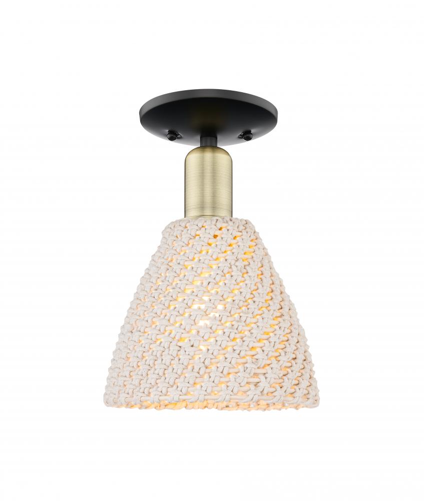 Bristol Natural - 1 Light - 6 inch - Black Antique Brass - Semi-Flush Mount