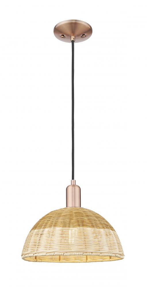 Natural Ballston Dome - 1 Light - 6 inch - Brushed Satin Nickel - Cord hung - Mini Pendant