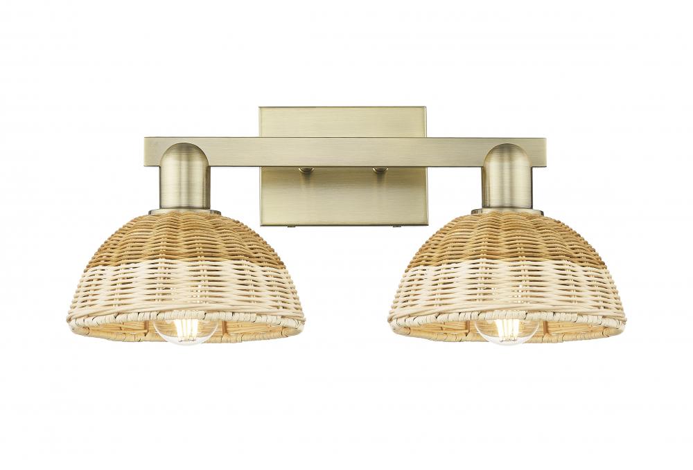 Natural Ballston Dome - 2 Light - 16 inch - Black Antique Brass - Bath Vanity Light