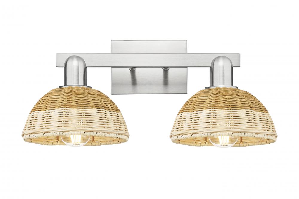 Natural Ballston Dome - 2 Light - 16 inch - Brushed Satin Nickel - Bath Vanity Light