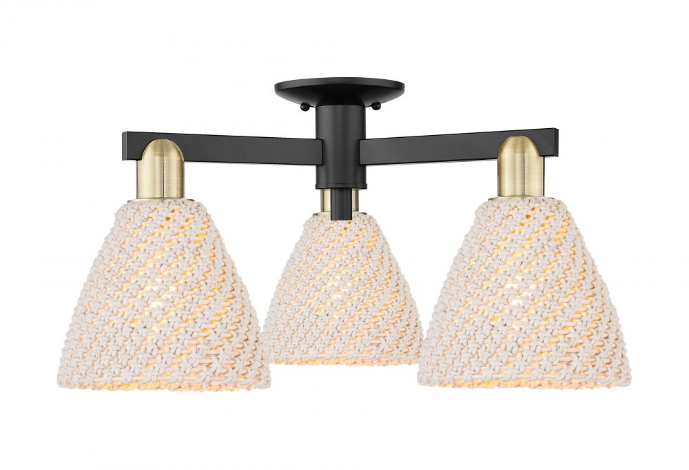 Bristol Natural - 3 Light - 6 inch - Black Antique Brass - Semi-Flush Mount