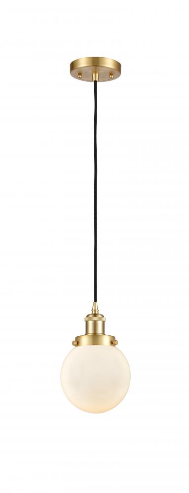 Beacon - 1 Light - 6 inch - Satin Gold - Cord hung - Mini Pendant