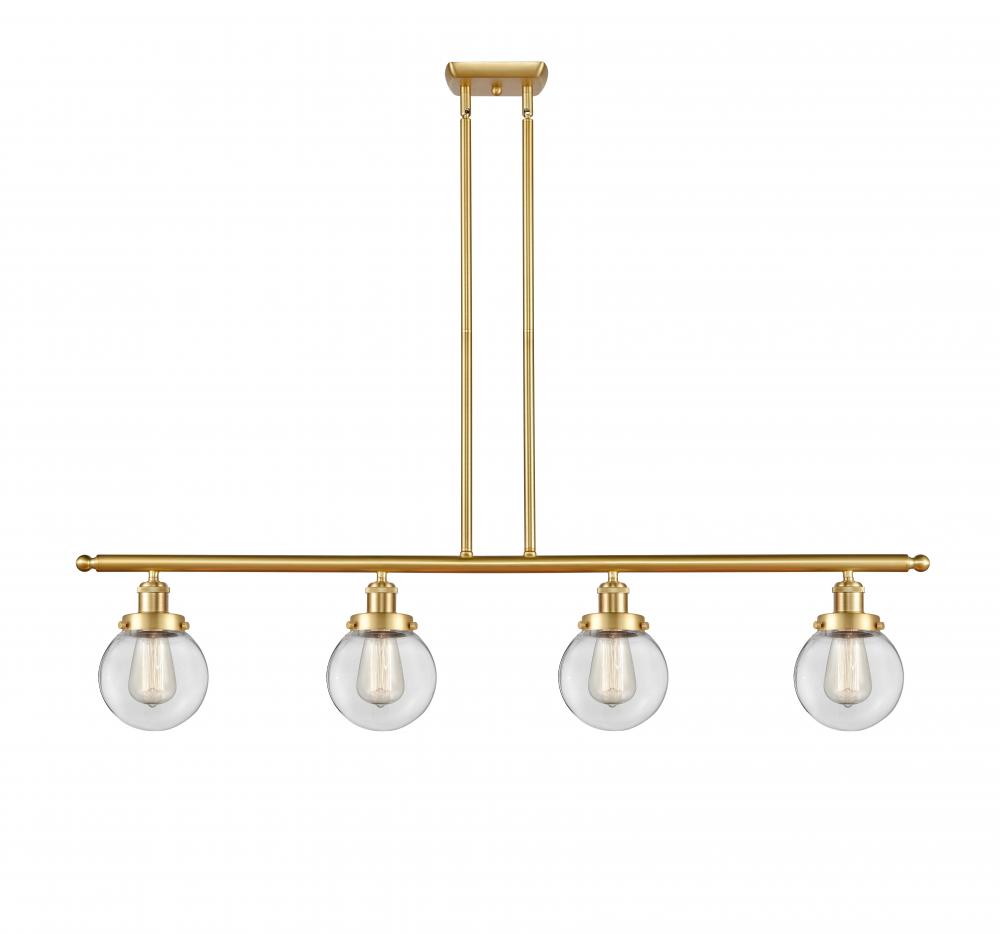 Beacon - 4 Light - 48 inch - Satin Gold - Stem Hung - Island Light