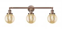 Innovations Lighting 205-AC-G208-6 - Beacon - 3 Light - 30 inch - Antique Copper - Bath Vanity Light