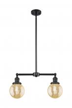 Innovations Lighting 209-BK-G208-6 - Beacon - 2 Light - 23 inch - Matte Black - Stem Hung - Adjustable Island Light