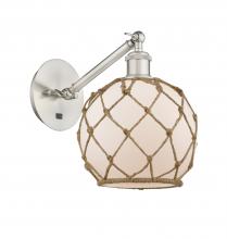 Innovations Lighting 317-1W-SN-G121-8RB - Farmhouse Rope - 1 Light - 8 inch - Brushed Satin Nickel - Adjustable Sconce