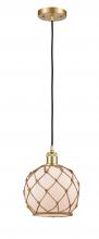Innovations Lighting 516-1P-SG-G121-8RB - Farmhouse Rope - 1 Light - 8 inch - Satin Gold - Cord hung - Mini Pendant
