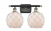 Innovations Lighting 516-2W-BAB-G121-8RW - Farmhouse Rope - 2 Light - 18 inch - Black Antique Brass - Bath Vanity Light
