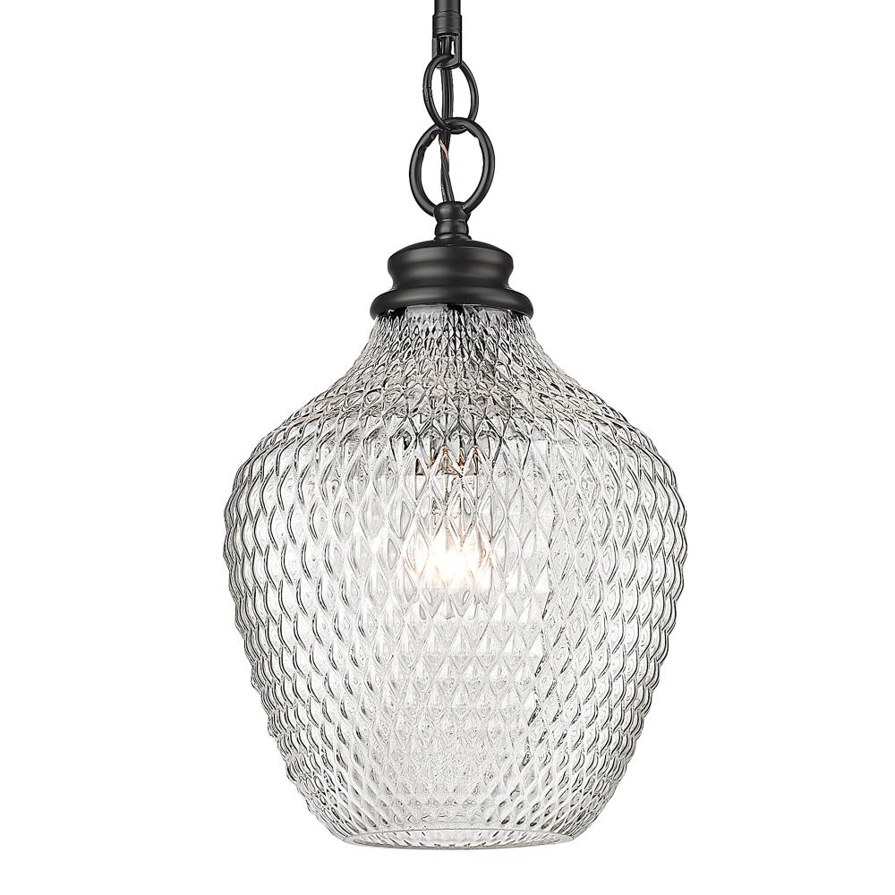 Adeline Medium Pendant in Matte Black with Clear Glass Shade