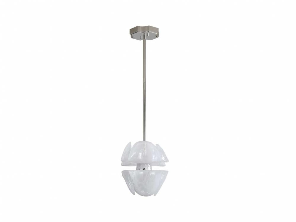 Glacier LED 2-Light Pendant in Polished Nickel with Icy Glass Shade