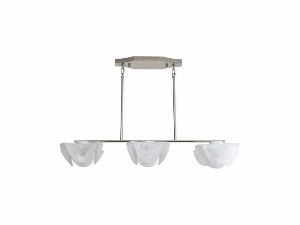 Glacier LED Linear Pendant in Polished Nickel with Icy Glass Shade
