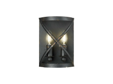 Golden 0890-WSC ABI - Alcott 2 Light Wall Sconce in Antique Black Iron with No Shade