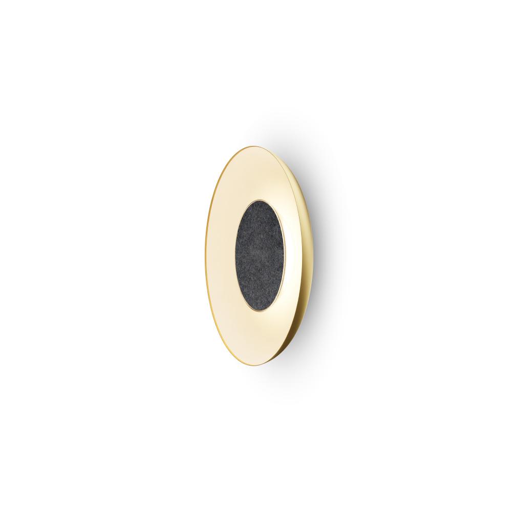 Ramen Wall Sconce 9" (Charcoal Felt) with 18" back dish (Gold w/ Matte White Interior)