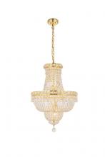 Elegant V2528D18G/RC - Tranquil 12 light Gold Pendant Clear Royal Cut Crystal