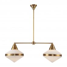 Alora Lighting LP348241VBOP - Willard 41-in Vintage Brass/Opal Matte Glass 2 Lights Linear Pendant